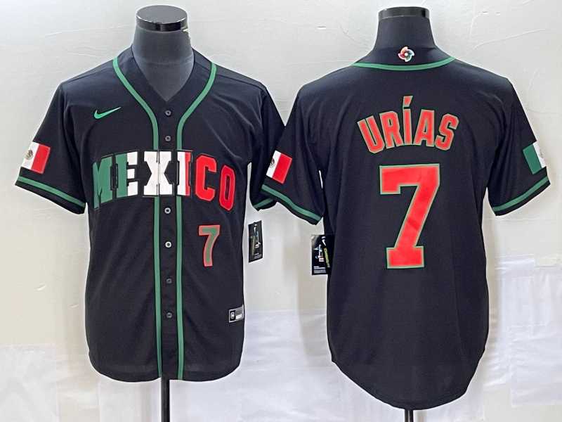 Mens Mexico Baseball #7 Julio Urias Number 2023 Black World Baseball Classic Stitched Jersey7
